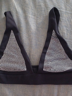 Zara bralette with silver studs, black, size M