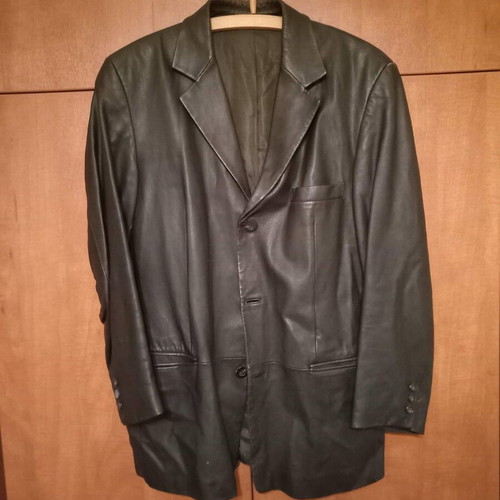 Black leather jacket size 50 like new