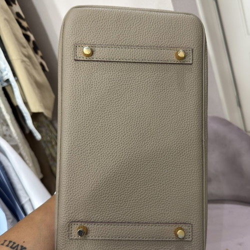 Leather handbag, brown, 30x25 cm, Blermode