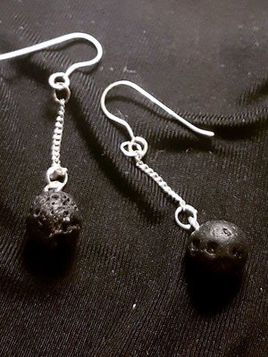 Santorini earrings silver 925 with natural lava stones new