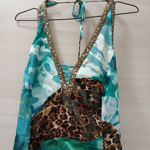 Petrol dress M Billy Sabbado silk-rayon blend like new