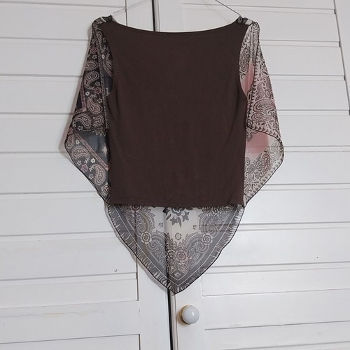 Morgan blouse like new, semi-transparent asymmetric, beige and brown