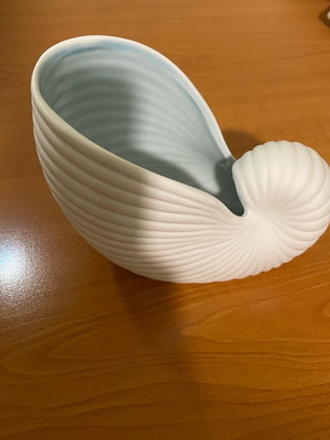 White ceramic shell new with blue interior