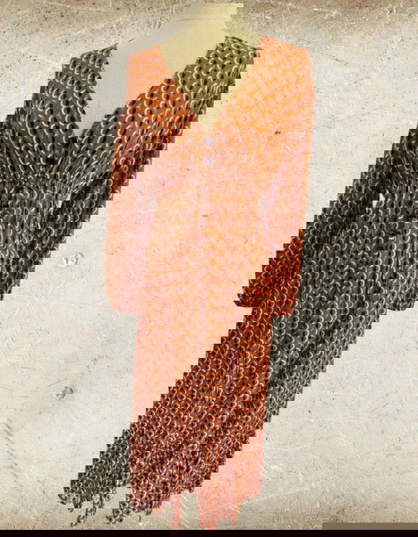 Αφόρετο Lida καφέ-terracotta καφτάνι-φόρεμα Small και Medium