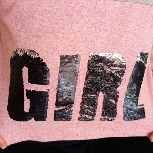 New College girls' sweatshirt used, grey and pink, size 16