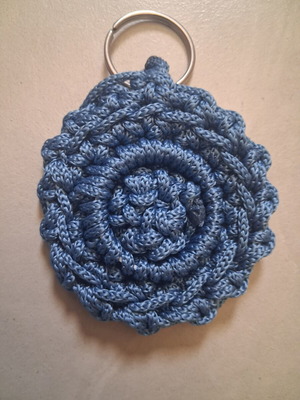 Handmade macrame knitted keychain blue