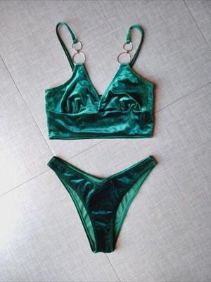 Velvet bikini like new, size M, with metallic details