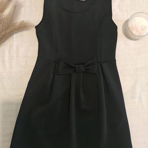 Mini black dress with bow Chatón new, size M