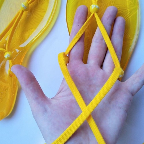 See By Chloe yellow jelly sandals with adjustable wrap ties, size 38