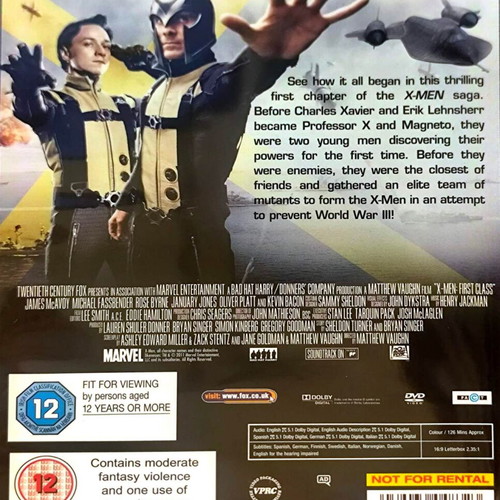 X-Men First Class DVD μεταχειρισμένο, αγγλικοί υπότιτλοι, περιπέτεια φαντασίας