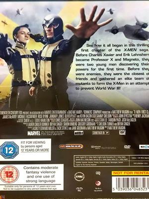 X-Men First Class DVD μεταχειρισμένο, αγγλικοί υπότιτλοι, περιπέτεια φαντασίας