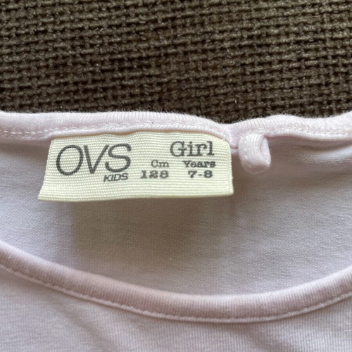Ovs short-sleeve shirt with embossed designs like new, pink, size 122 cm