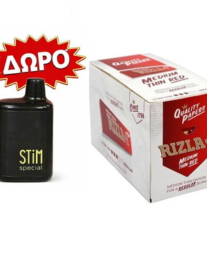 Rizla red cigarette paper 100 pieces with Stim Special disposable e-cig new