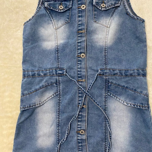 Women's denim vest like new with waist cords, size M