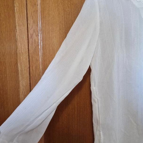 White tunic semi-transparent new with embroidery on neckline