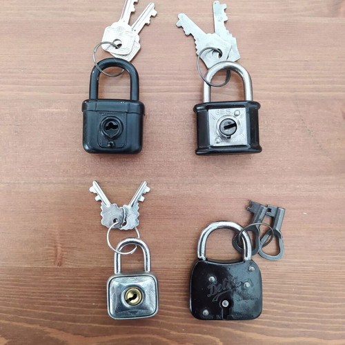 4 German padlocks ABUS, GESCH, DELTA, VOLM like new, 1930s