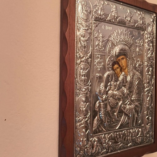 Byzantine icon Panagia Ikariotissa silver 925, like new