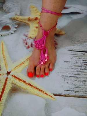 Κοσμήματα Barefoot για τα πόδια καινούργια, ροζ