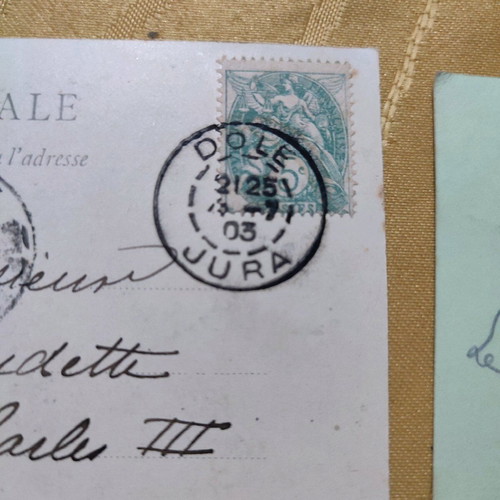 French postcards used, pack of 5, 1904-1908 with stamp