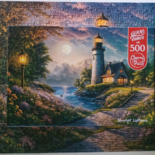 Cherry Pazzi Puzzle 500 Pieces like new, Moonlight Lighthouse