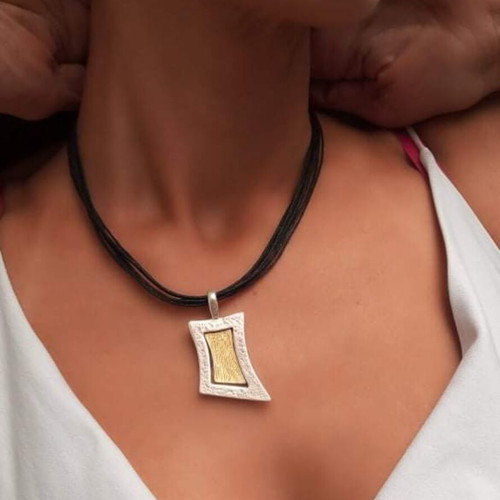 Statement necklace handmade from plated alpaca, new
