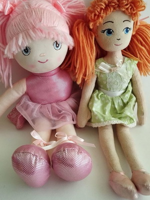 Aurora Sweet Lollies cloth dolls used, pack of 2, 37 cm