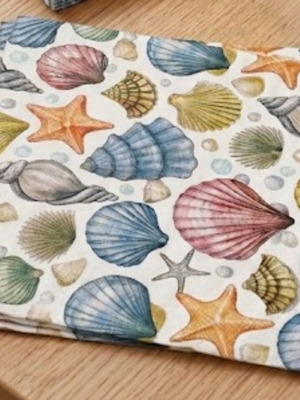 Decoupage paper napkins double-ply with colorful seashells new