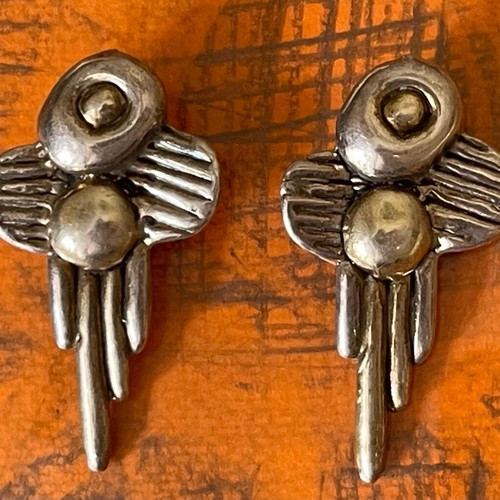 Silver earrings antique large branded used handmade 925