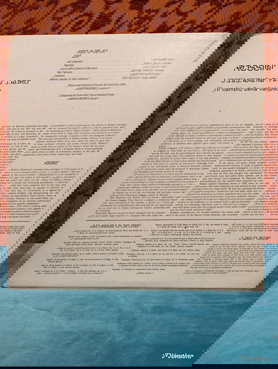 Μεταχειρισμένος δίσκος Rossini: L'occasione fa il ladro (Il Cambio Della Valigia)