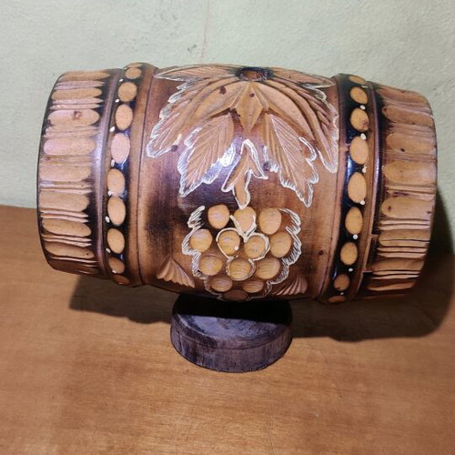Wine barrel used, missing spigot and stopper