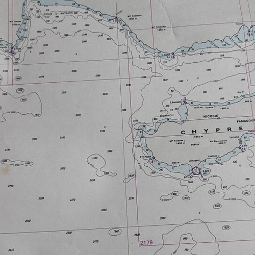 Nautical map 1972 like new, South Aegean, Crete, Cyprus, Peloponnese