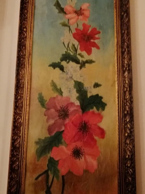 Painting with wildflowers used vintage with 1950 frame
