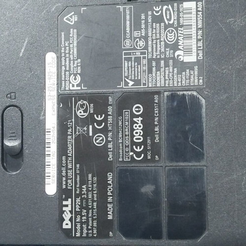 Dell Inspiron laptop without disk, RAM, or PSU