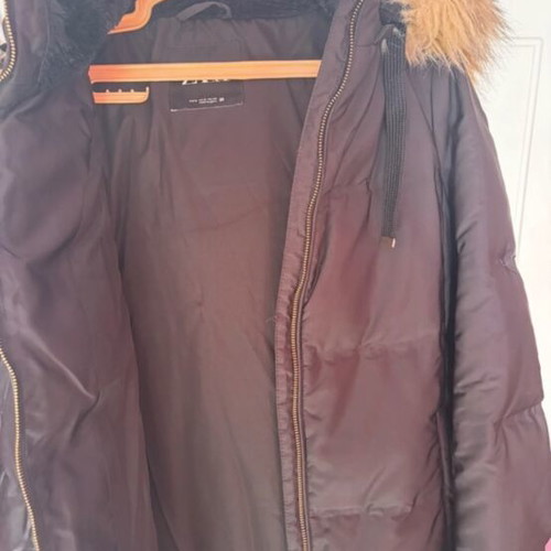 Women's black jacket like new with fur hood size M
