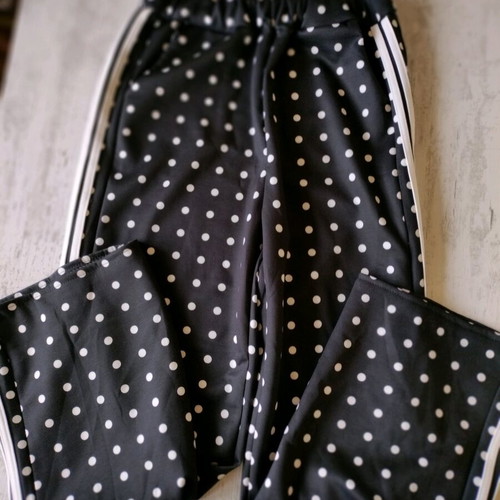 Sporty elegant women's set new, black with white dots