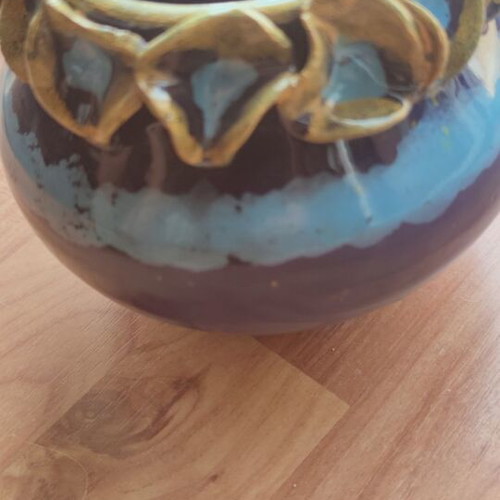 Handmade clay vase like new, height 12 cm, diameter 10 cm