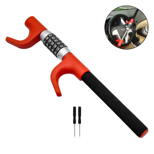Anti-theft steel steering wheel lock with five-digit code