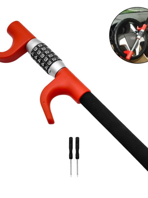 Anti-theft steel steering wheel lock with five-digit code