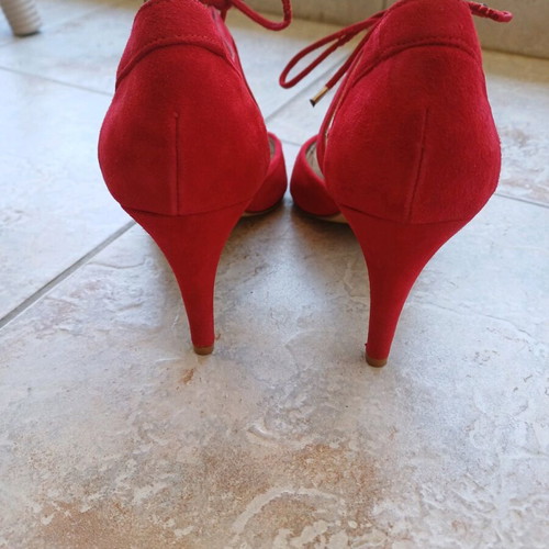 Karida heels like new, red suede leather, 9 cm heel, size 39