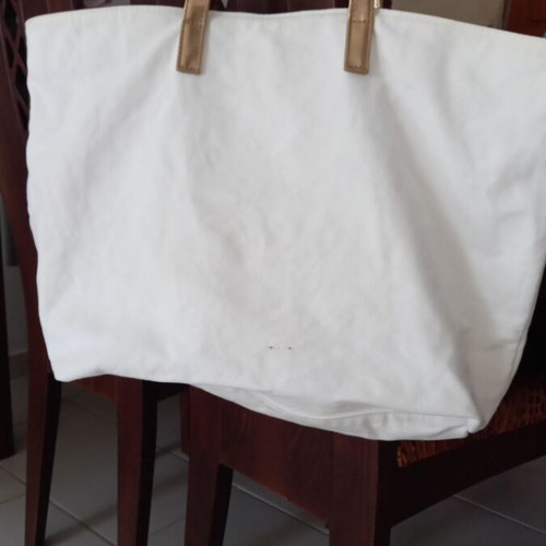 Shopper bag Paco Rabanne like new, white and gold