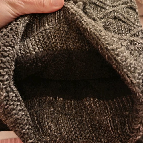 Neck warmer with inner fur and knitting, new, gray