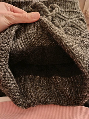 Neck warmer with inner fur and knitting, new, gray