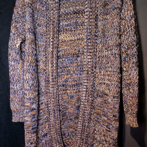 Bershka long knit cardigan used, size S, blue and orange