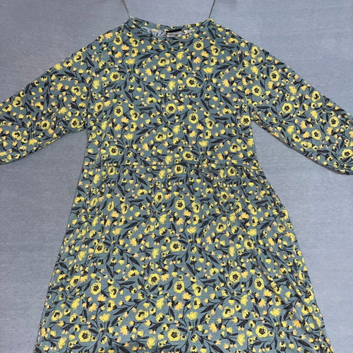 Khaki dress with yellow floral pattern like new