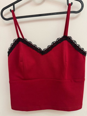 Red crop top Be You new with black details, size M/L