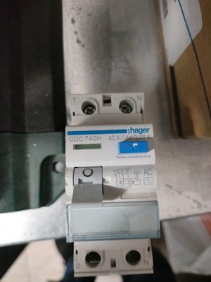 Hager 40A single-phase residual current device used, functional