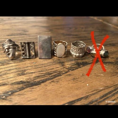 Silver rings collection, set of 5