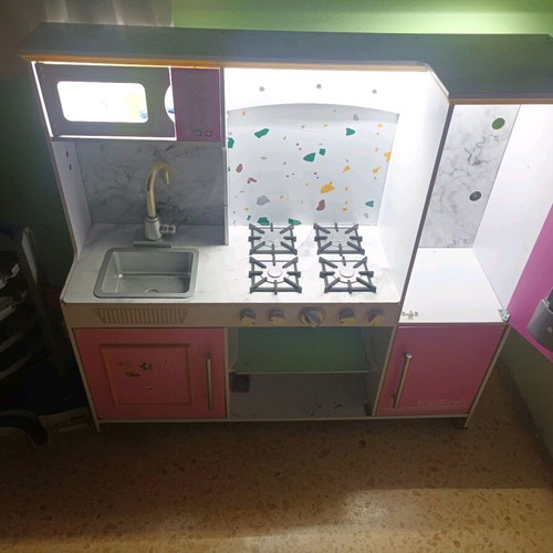 Wooden kids kitchen with led used
