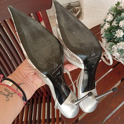 Gianna Kazakou leather heels size 41 silver like new