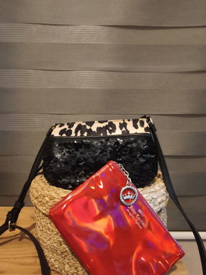 Juicy Couture evening bag with detachable wallet, black and red
